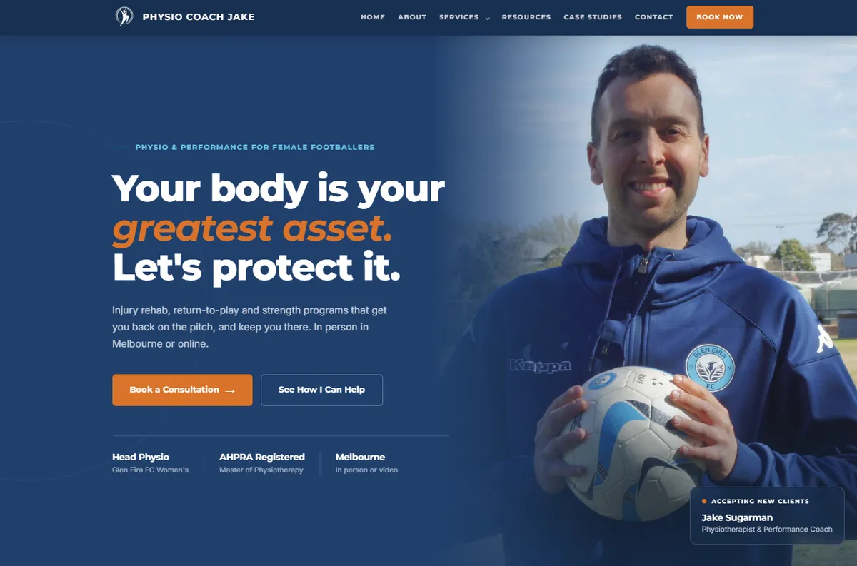 Homepage of Physio Coach Jake